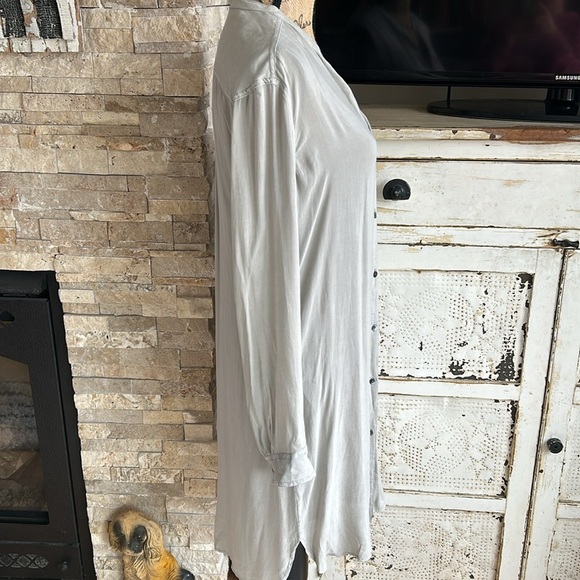 James Perse mandarin collar taupe gray brown long sleeve shirt dress 100% viscos - Picture 7 of 16